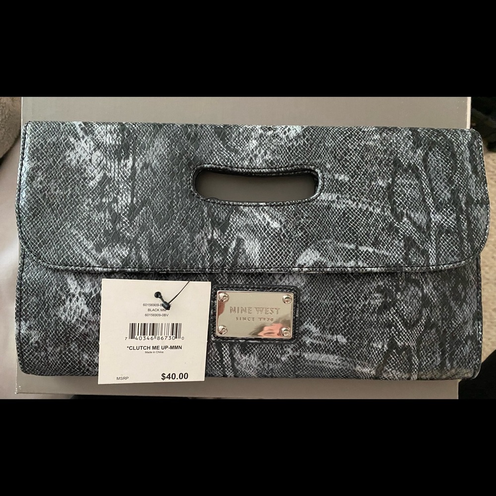 NINE WEST CLUTCH ME UPBLACK ENVELOPE STYLE PURSE NEW W/TAGS